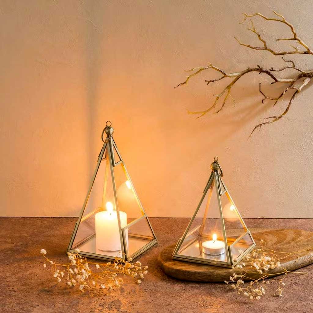 Pyramid glass candle holders